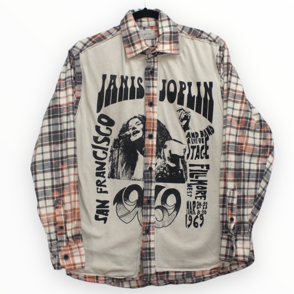 CustomMade Reworked Janis Joplin Band Tee Flannel